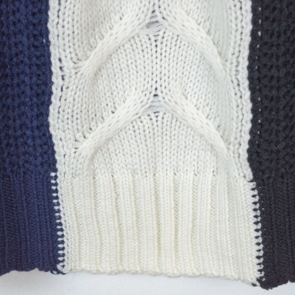 Free Generation Color block Fringe Cable Sweather - Picture 6 of 13